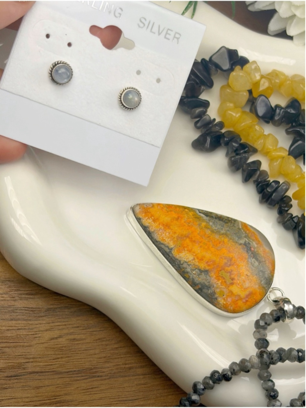 Sterling Silver 925 XL Bumble Bee Jasper Pendant Southwest Style Jewelry Set Lot - Picture 4 of 13